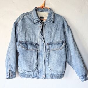 Wild Fable Women's Sherpa Lined Oversized Jean Jacket Size XSmall